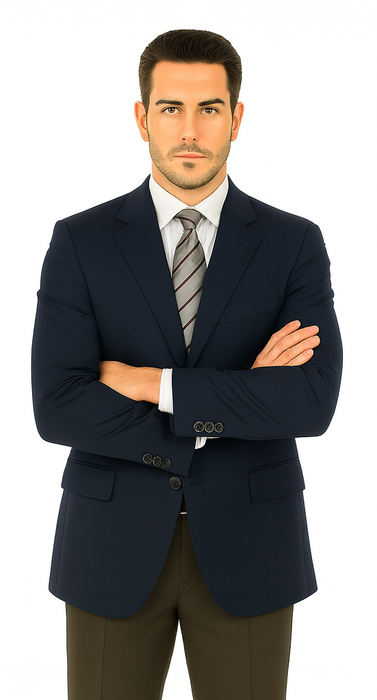 Men'S Sport Coat Jacket Blazer 100% Wool Patterned Fabric Two Button Black