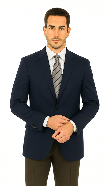 Men'S Sport Coat Jacket Blazer 100% Wool Patterned Fabric Two Button Black - Image 6