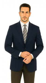 Men'S Sport Coat Jacket Blazer 100% Wool Patterned Fabric Two Button Black - Image 6