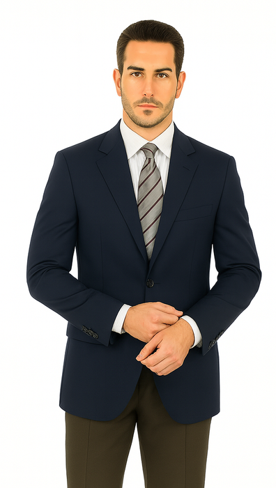 Men'S Sport Coat Jacket Blazer 100% Wool Patterned Fabric Two Button Black