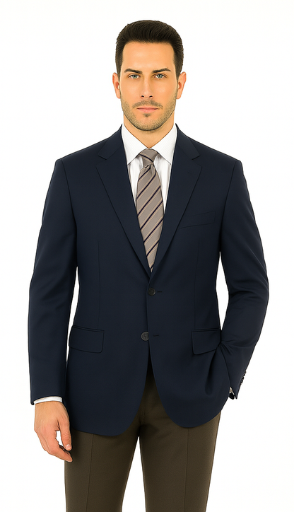 Men'S Sport Coat Jacket Blazer 100% Wool Patterned Fabric Two Button Black - Image 8