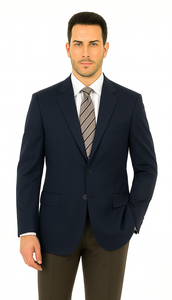 Men'S Sport Coat Jacket Blazer 100% Wool Patterned Fabric Two Button Black