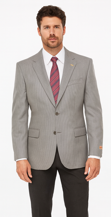 Men's Sport Coat Jacket Blazer 100% Wool Patterned Fabric Two Button  Grey