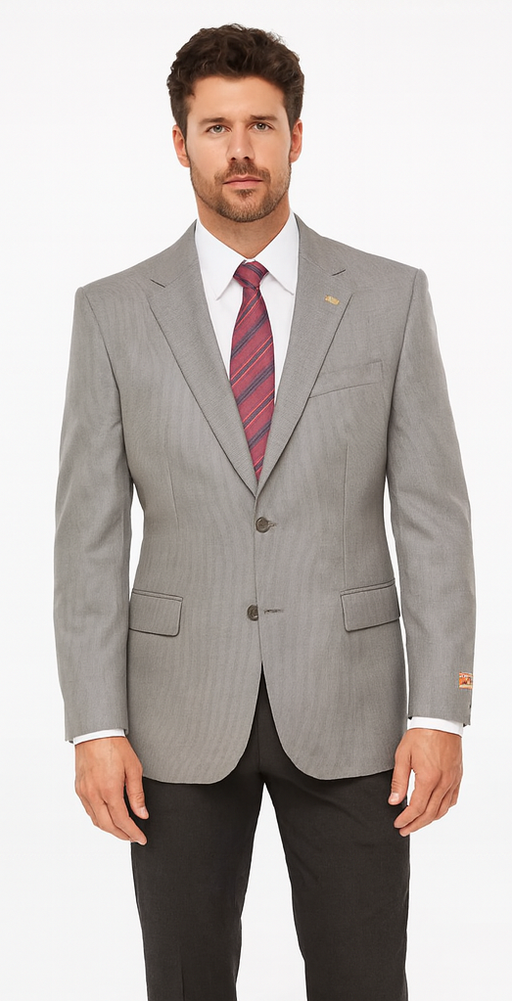 Men's Sport Coat Jacket Blazer 100% Wool Patterned Fabric Two Button  Grey