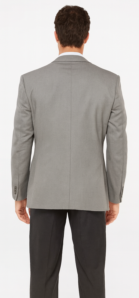 Men's Sport Coat Jacket Blazer 100% Wool Patterned Fabric Two Button  Grey - Image 2