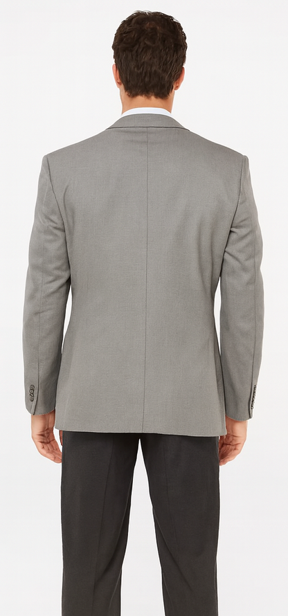 Men's Sport Coat Jacket Blazer 100% Wool Patterned Fabric Two Button  Grey - Image 2