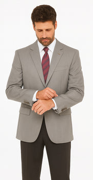 Men's Sport Coat Jacket Blazer 100% Wool Patterned Fabric Two Button  Grey - Image 6