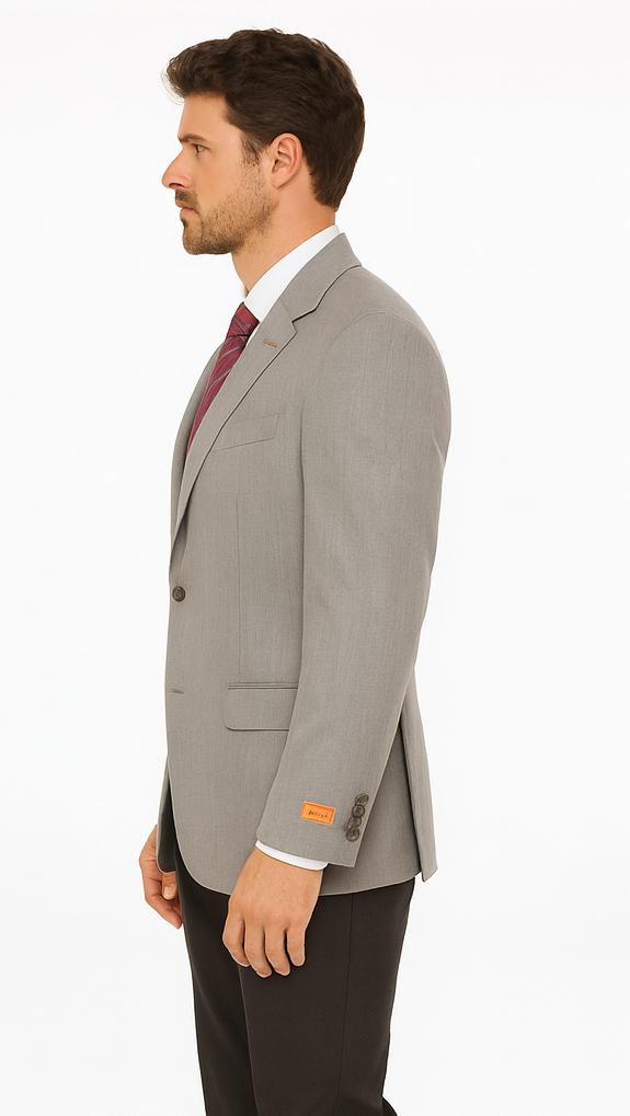 Men's Sport Coat Jacket Blazer 100% Wool Patterned Fabric Two Button  Grey - Image 7