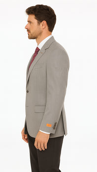 Men's Sport Coat Jacket Blazer 100% Wool Patterned Fabric Two Button  Grey - Image 7