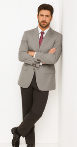 Men's Sport Coat Jacket Blazer 100% Wool Patterned Fabric Two Button  Grey