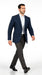 Men's Sport Coat Jacket Blazer 100% Wool Patterned Fabric Two Button  Navy