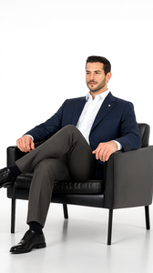 Men's Sport Coat Jacket Blazer 100% Wool Patterned Fabric Two Button  Navy