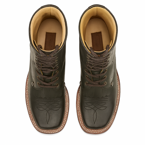 Mens Square Toe Lace Up Boots