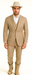 Mens Stacy Adams Suit - Designer Suit - 3 Piece Suit - Vested Suit - Flat Front Pant- Modern Fit Suits Tan Suit