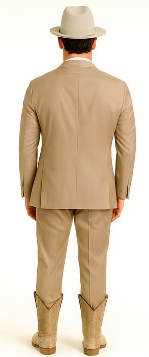 Mens Stacy Adams Suit - Designer Suit - 3 Piece Suit - Vested Suit - Flat Front Pant- Modern Fit Suits Tan Suit