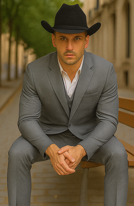 Mens Stacy Adams Suit - Designer Suit - 3 Piece Suit - Vested Suit - Flat Front Pant-Modern Fit Suits Medium Grey Suit