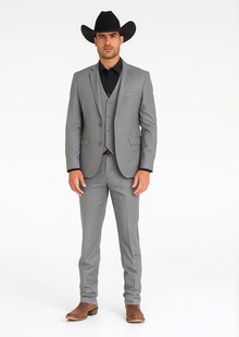 Mens Stacy Adams Suit - Designer Suit - 3 Piece Suit - Vested Suit - Flat Front Pant-Modern Fit Suits Medium Grey Suit