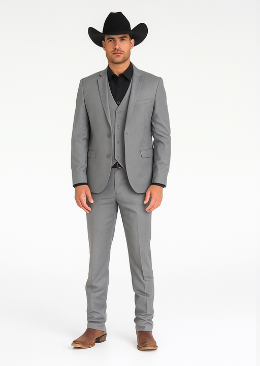 Mens Stacy Adams Suit - Designer Suit - 3 Piece Suit - Vested Suit - Flat Front Pant-Modern Fit Suits Medium Grey Suit