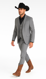 Mens Stacy Adams Suit - Designer Suit - 3 Piece Suit - Vested Suit - Flat Front Pant-Modern Fit Suits Medium Grey Suit