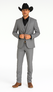 Mens Stacy Adams Suit - Designer Suit - 3 Piece Suit - Vested Suit - Flat Front Pant-Modern Fit Suits Medium Grey Suit