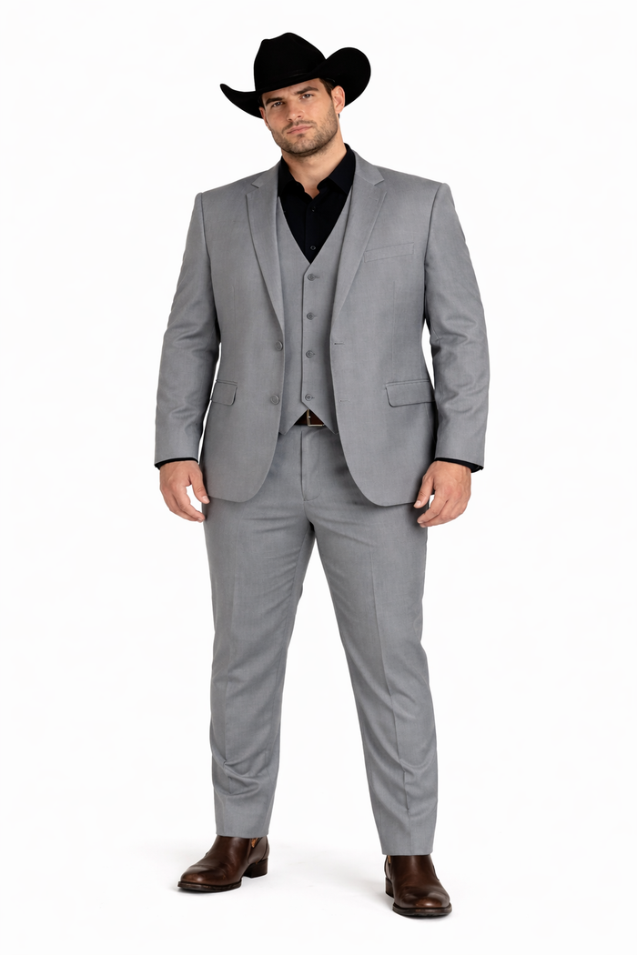 Mens Stacy Adams Suit - Designer Suit - 3 Piece Suit - Vested Suit - Flat Front Pant- Suits Medium Grey Suit Modern Fit