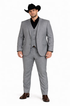 Mens Stacy Adams Suit - Designer Suit - 3 Piece Suit - Vested Suit - Flat Front Pant-Modern Fit Suits Medium Grey Suit