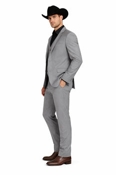 Mens Stacy Adams Suit - Designer Suit - 3 Piece Suit - Vested Suit - Flat Front Pant-Modern Fit Suits Medium Grey Suit