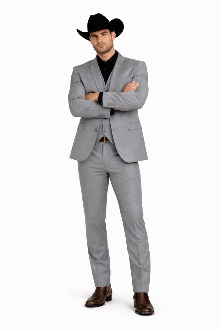 Mens Stacy Adams Suit - Designer Suit - 3 Piece Suit - Vested Suit - Flat Front Pant- Suits Medium Grey Suit Modern Fit