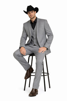 Mens Stacy Adams Suit - Designer Suit - 3 Piece Suit - Vested Suit - Flat Front Pant-Modern Fit Suits Medium Grey Suit
