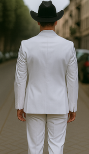 Mens Stacy Adams Suit - Designer Suit - 3 Piece Suit - Vested Suit - Flat Front Pant- Modern Fit Suits White Suit