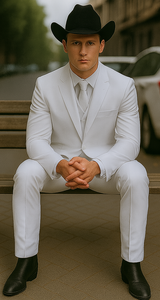 Mens Stacy Adams Suit - Designer Suit - 3 Piece Suit - Vested Suit - Flat Front Pant- Modern Fit Suits White Suit