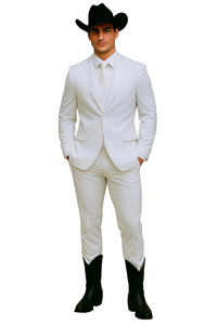 Mens Stacy Adams Suit - Designer Suit - 3 Piece Suit - Vested Suit - Flat Front Pant- Modern Fit Suits White Suit