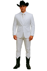 Mens Stacy Adams Suit - Designer Suit - 3 Piece Suit - Vested Suit - Flat Front Pant- Modern Fit Suits White Suit