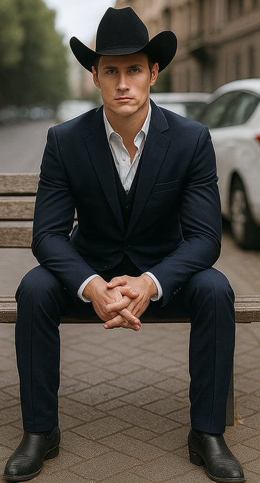 Mens Stacy Adams Suit - Designer Suit - 3 Piece Suits - Vested Suit - Flat Front Pant- Modern Fit Suits Navy Suit