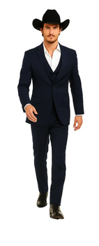 Mens Stacy Adams Suit - Designer Suit - 3 Piece Suits - Vested Suit - Flat Front Pant- Modern Fit Suits Navy Suit