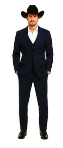 Mens Stacy Adams Suit - Designer Suit - 3 Piece Suits - Vested Suit - Flat Front Pant- Modern Fit Suits Navy Suit