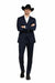 Mens Stacy Adams Suit - Designer Suit - 3 Piece Suits - Vested Suit - Flat Front Pant- Modern Fit Suits Navy Suit