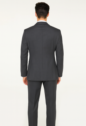 Men's Steel Grey 1 Button  Peak Lapel Suit - Image 2