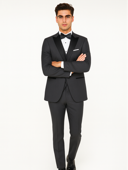Men's Steel Grey 1 Button  Peak Lapel Suit - Image 5