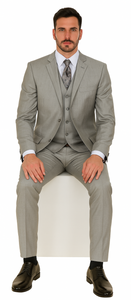 Vitali Brand Suits - Men'S Stone Double Vented Super Fine Poly Blend Suit