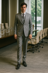 Vitali Brand Suits - Men'S Stone Double Vented Super Fine Poly Blend Suit