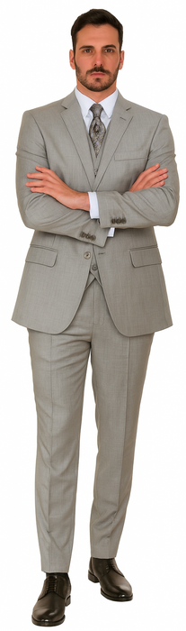 Men'S Stone Double Vented Super Fine Poly Blend Suit