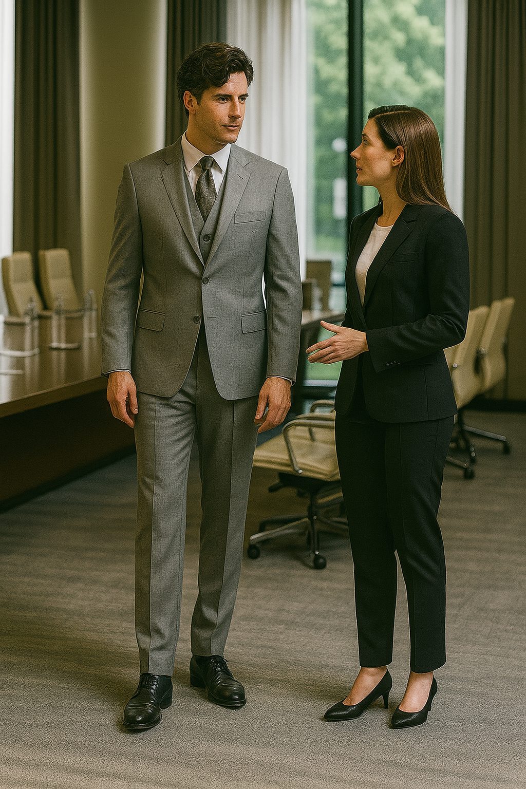 Vitali Brand Suits - Men'S Stone Double Vented Super Fine Poly Blend Suit