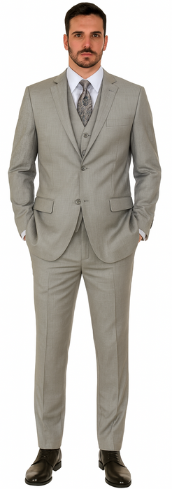 Men'S Stone Double Vented Super Fine Poly Blend Suit