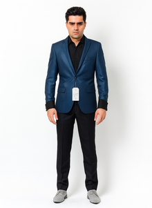 Men's Stylish Sportcoat/ Blazer Cobalt ~Indigo ~ Bright Blue~Teal ~ indigo~Metallic Blue