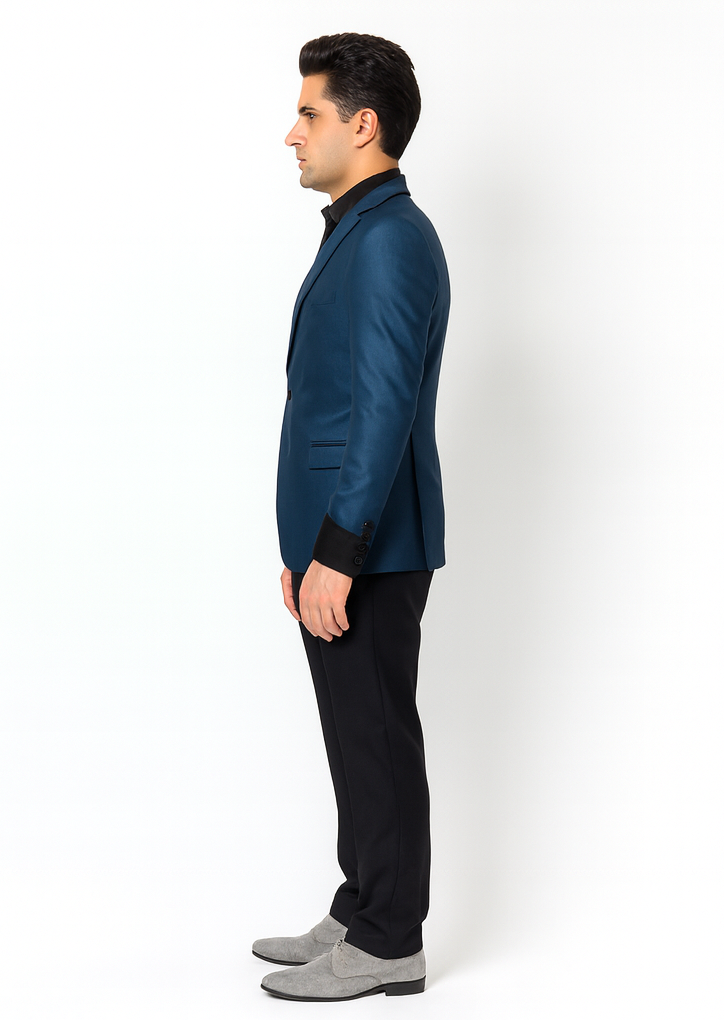 Men's Stylish Sportcoat/ Blazer Cobalt ~Indigo ~ Bright Blue~Teal ~ indigo~Metallic Blue - Image 3