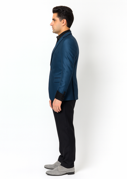 Men's Stylish Sportcoat/ Blazer Cobalt ~Indigo ~ Bright Blue~Teal ~ indigo~Metallic Blue - Image 3