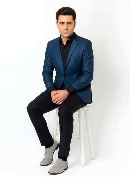 Men's Stylish Sportcoat/ Blazer Cobalt ~Indigo ~ Bright Blue~Teal ~ indigo~Metallic Blue - Image 4