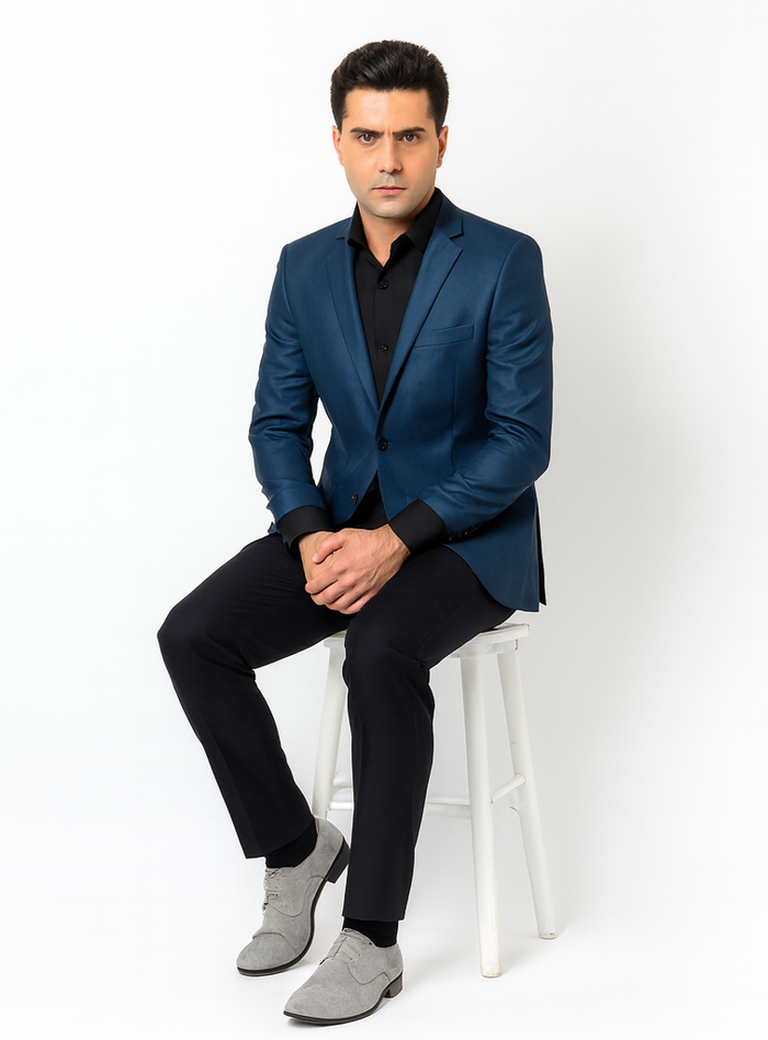 Men's Stylish Sportcoat/ Blazer Cobalt ~Indigo ~ Bright Blue~Teal ~ indigo~Metallic Blue - Image 4