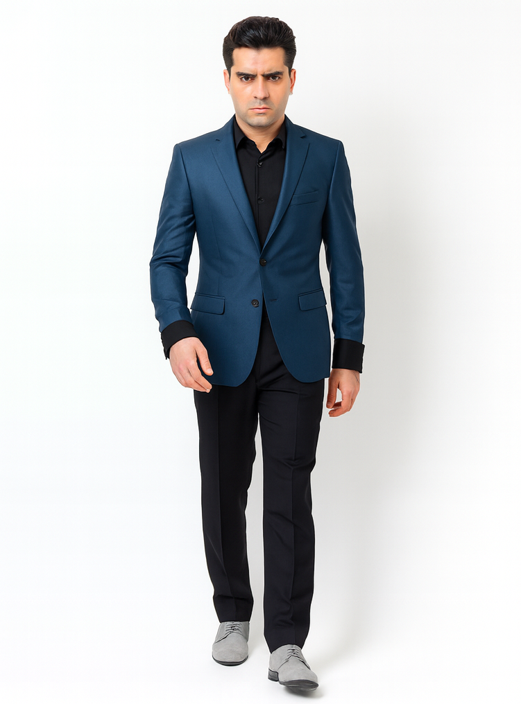 Men's Stylish Sportcoat/ Blazer Cobalt ~Indigo ~ Bright Blue~Teal ~ indigo~Metallic Blue - Image 6